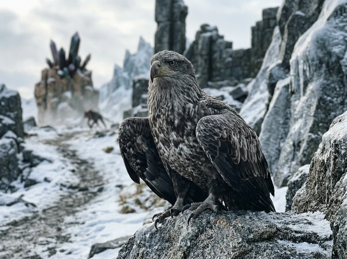 Player-facing view of Helgrind area identifying the correct giant eagle vs other Helheim elements.